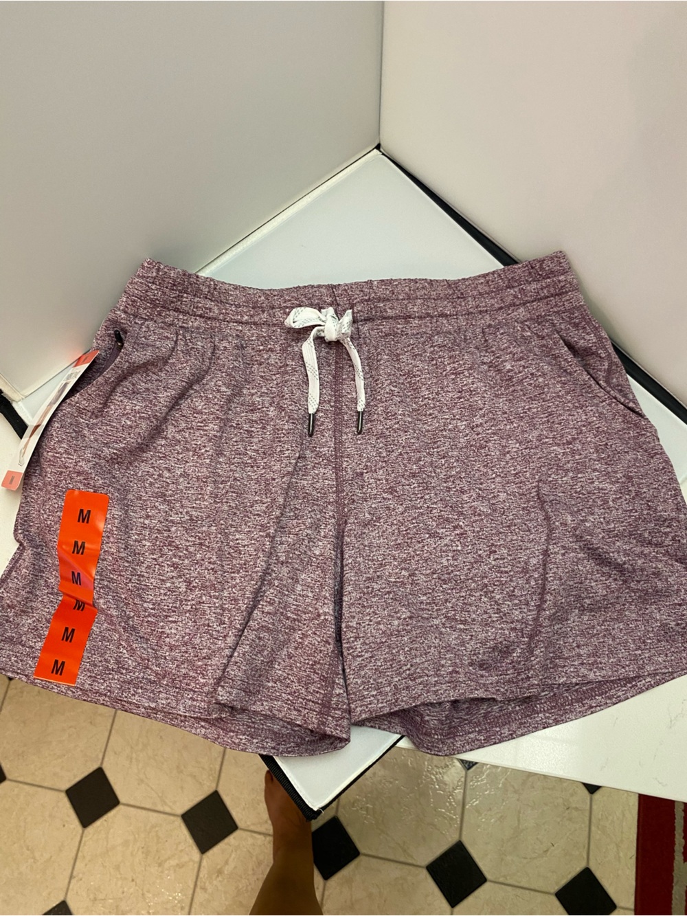 NWT Pacific Trail Heathered Mauve Elastic Drawstring athletic Shorts